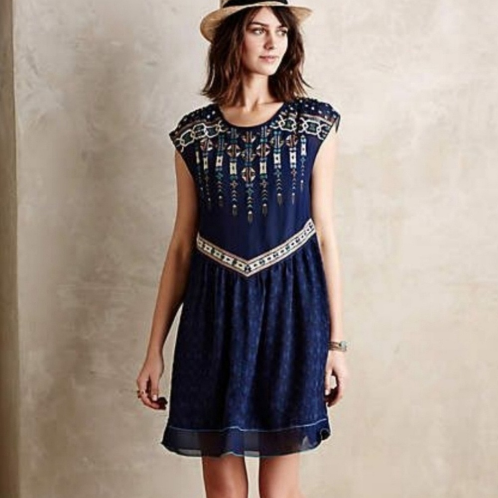 One September Calliope Embroidered Mini Dress Sm‎
